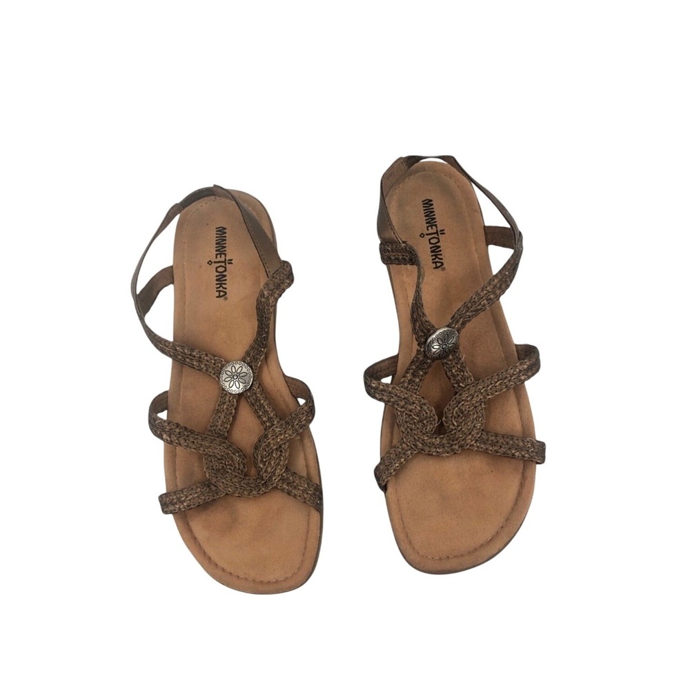 Minnetonka's‎ women's sandals gold and tan size 10
